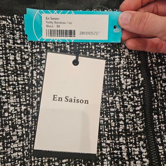 En Saison Top Women Size 3X Nelly Bandeau Bustier Black Tweed Crop Mini Tube NEW - Picture 13 of 15